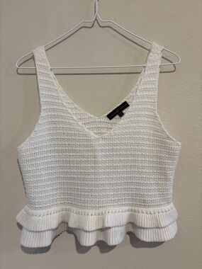 Almost Famous White Knit Ruffle Cropped tank top